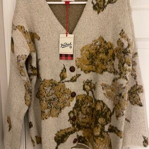 Woolrich Women's Floral Cardigan - Cream and Brown